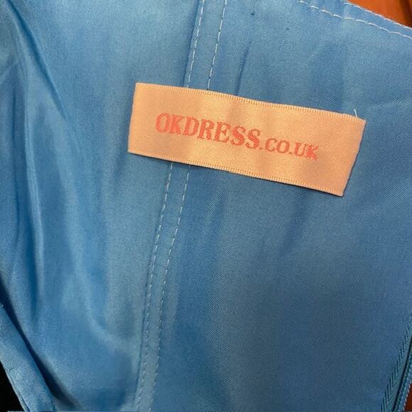 Dressy Evening Gown Wispy Pleated Blue Chiffon Classic Strapless Goddess Dress - Picture 5 of 8